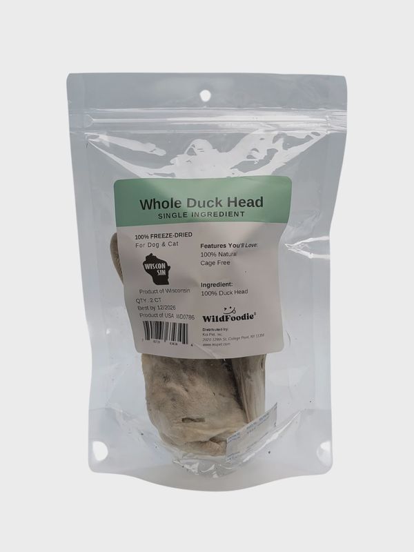 WILDFOODIE 2ct Freeze-Dried Duck Head