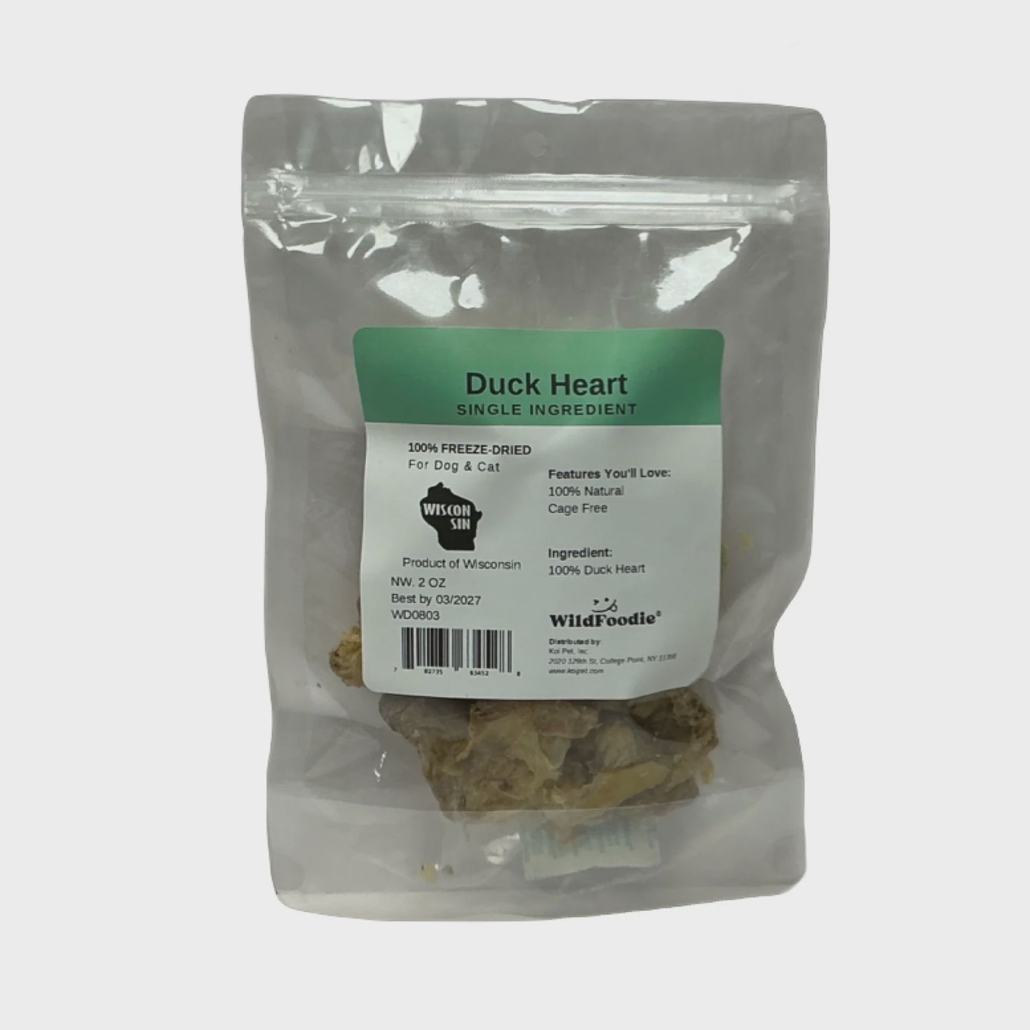WILDFOODIE 2oz Freeze-Dried Duck Heart