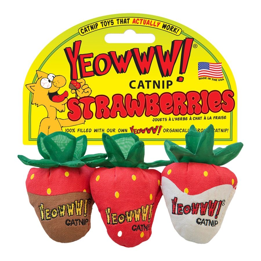YEOWWW CAT CATNIP STRAWBERRIES 3PK