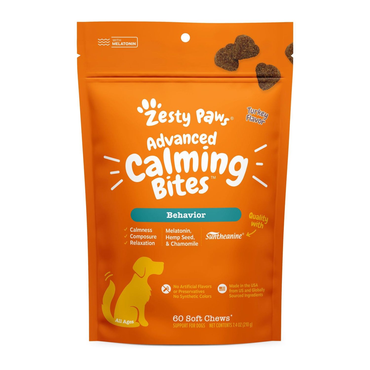 Zesty Paws Advanced Behavior Calming Soft Chews for Dogs - Turkey Flavor 7.4oz