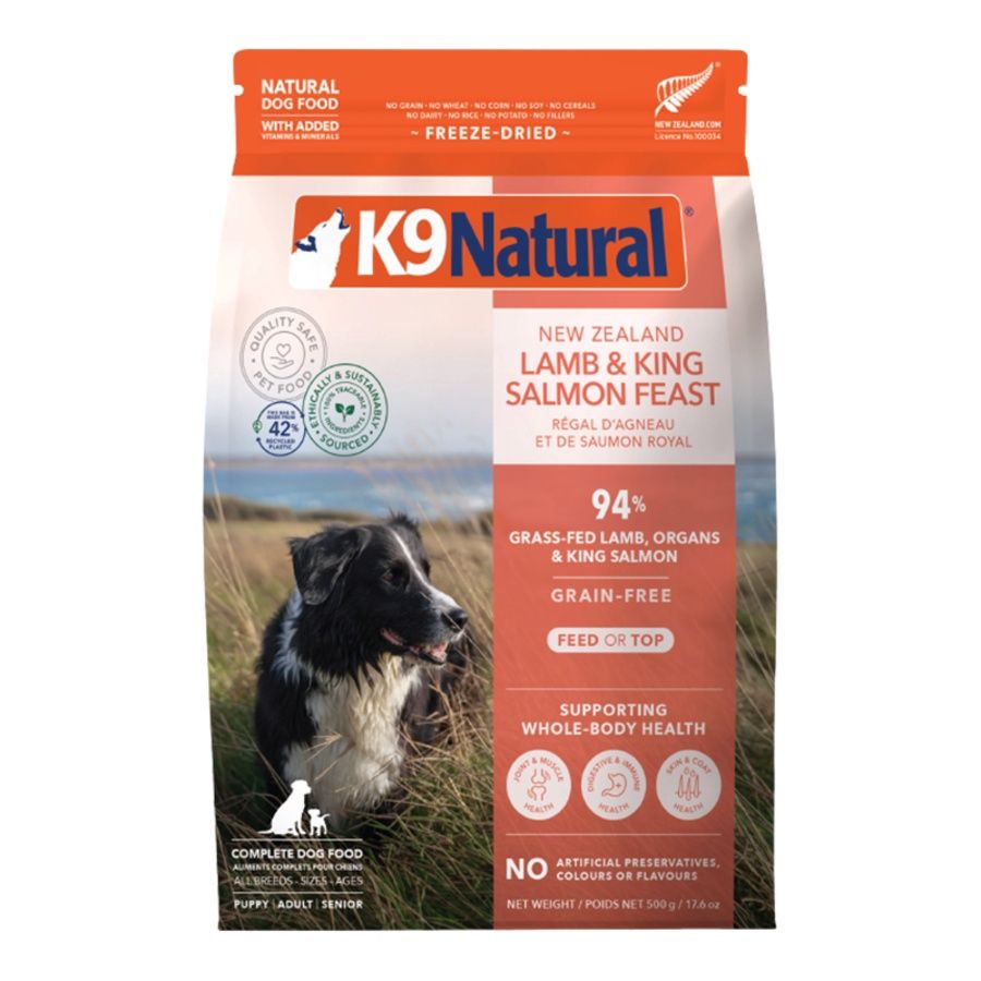 K9 NATURAL Dog Core Diets Freeze-dried Grain Free New Zealand Lamb &amp; King Salmon Feast 17.60z