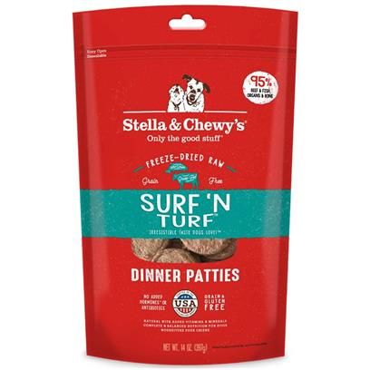 STELLA &amp; CHEWY'S Surf 'n Turf Grain Free Dinner Patties Freeze Dried Raw Dog Food - 25 Oz