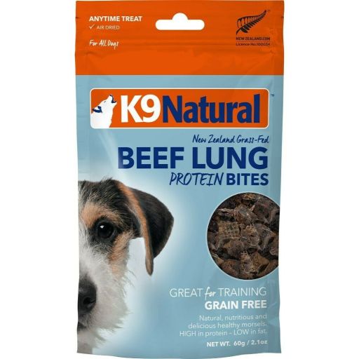 K9 NATURAL DOG AIR DRIED GRAIN FREE NEW ZEALAND BEEF LUNG PROTEIN BITES 2.1OZ