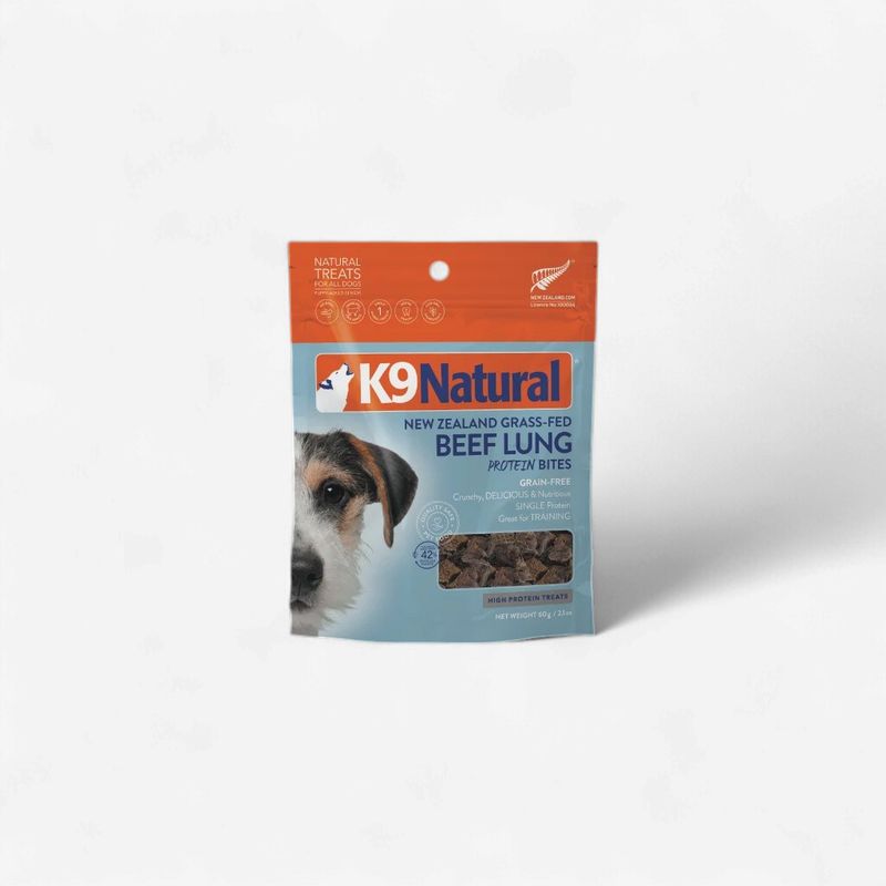 K9 NATURAL Dog Air Dried Grain Free New Zealand Beef Lung Protein Bites 2.1oz