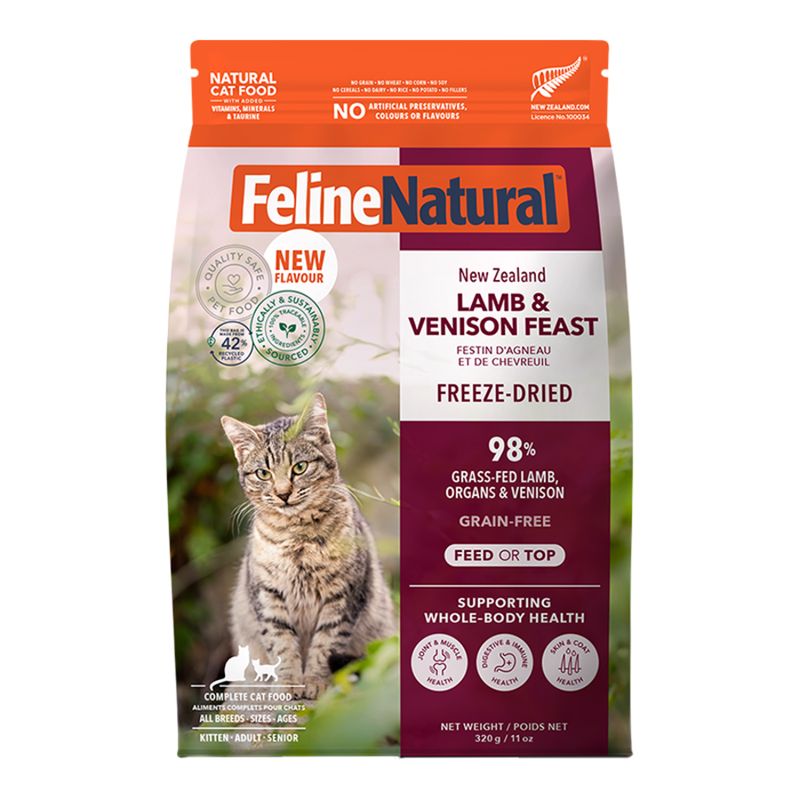 FELINE NATURAL Cat Freeze-dried Grain Free New Zealand Lamb &amp; Venison Feast