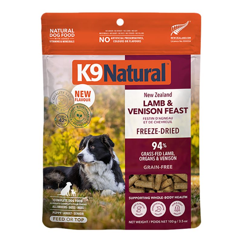 K9 NATURAL Dog Freeze-dried Grain Free New Zealand Lamb &amp; Venison Feast 3.5oz
