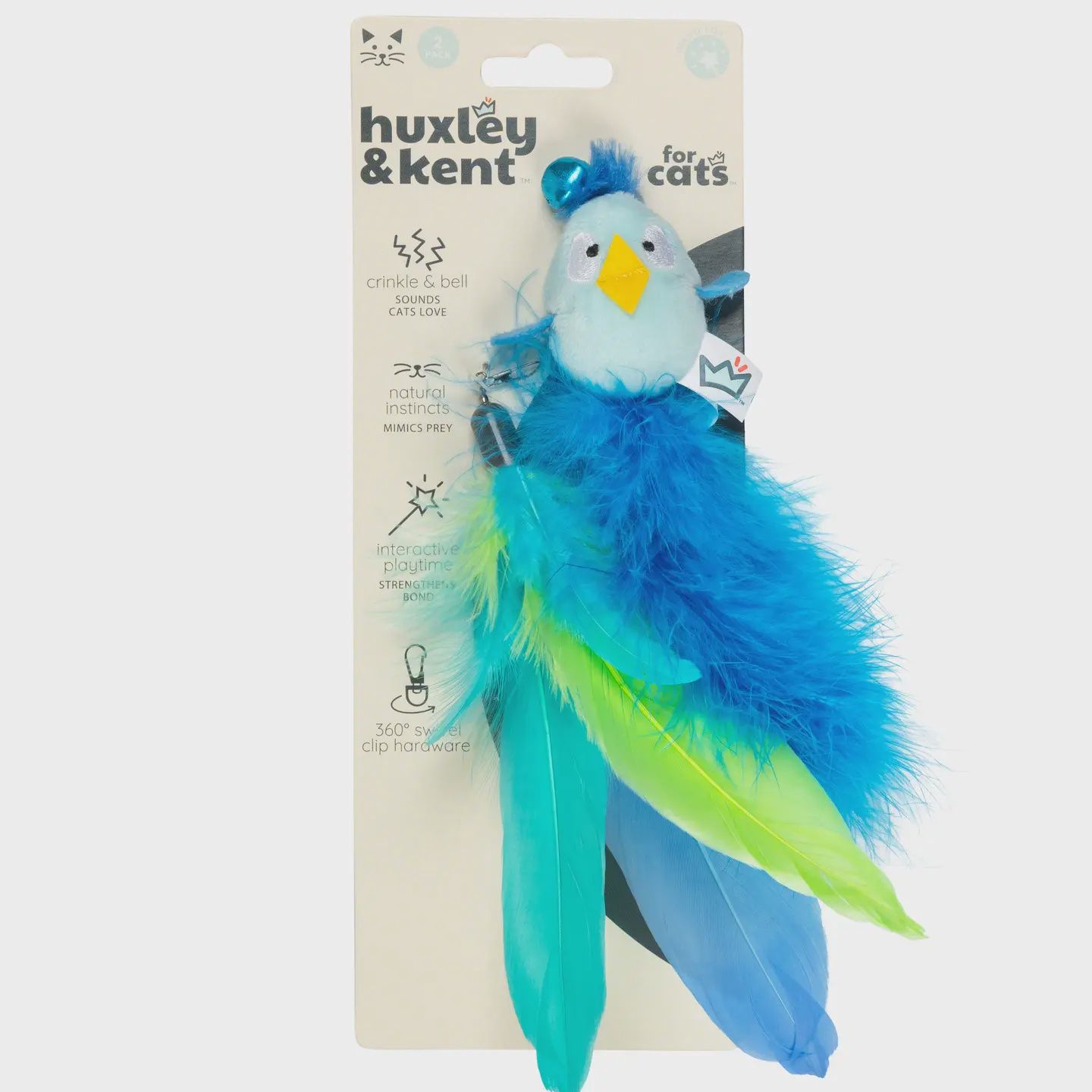HUXLEY &amp; KENT Cat Wand Refill 2pack Blue Birdy Feather Teasers