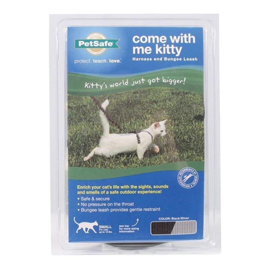 PETSAFE CAT COME WITH ME KITTY HARNESS AND BUNGEE LEASH BLACK SMALL