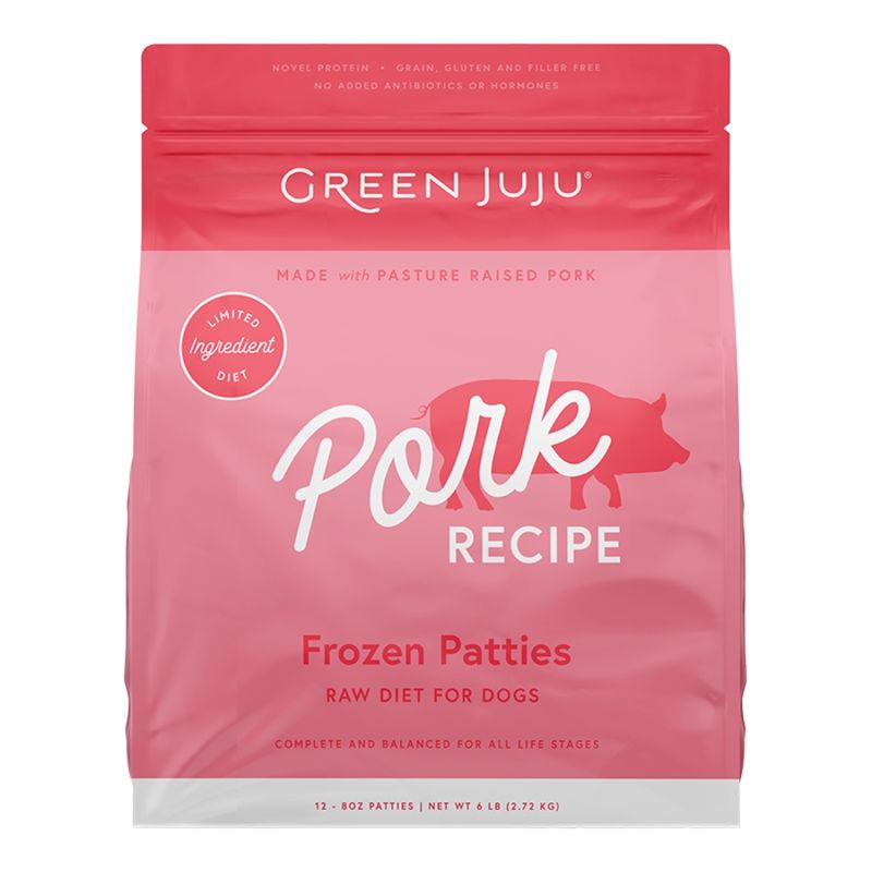 GREEN JUJU Dog &amp; Cat Frozen Raw Grain Free Limited Ingredient Diet Pork Patties