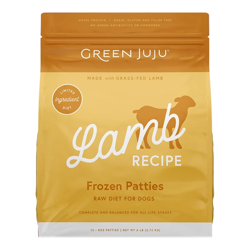 GREEN JUJU Dog &amp; Cat Frozen Raw Grain Free Limited Ingredient Diet Lamb Patties