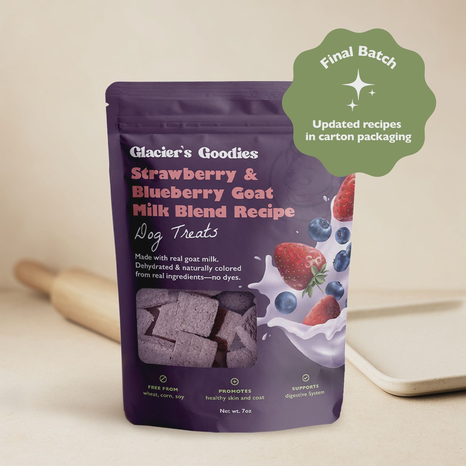 GLACIERS GOODIES goat milk dog treats - strawberry &amp; blueberry