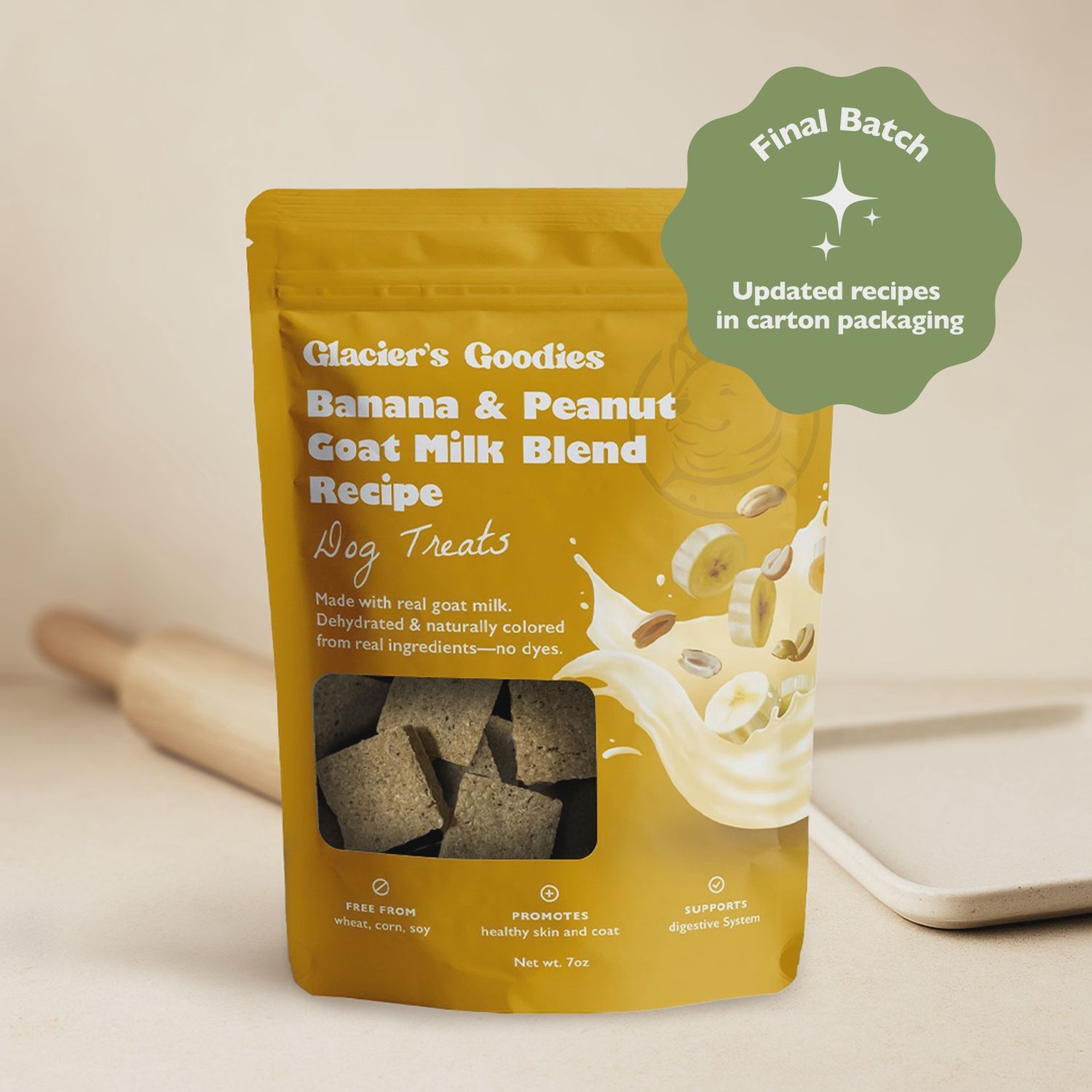 GLACIERS GOODIES goat milk dog treats - banana &amp; peanut