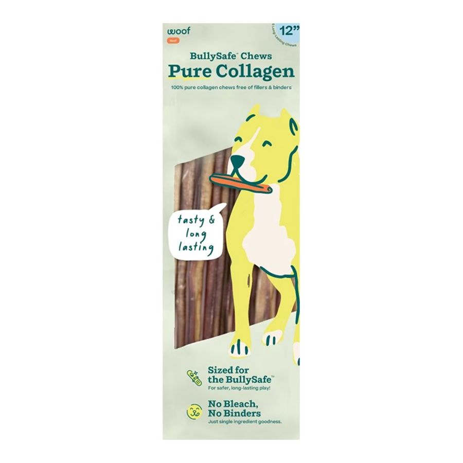 WOOF DOG BULLYSAFE CHEWS PURE COLLAGEN 12 INCH 5 PACK