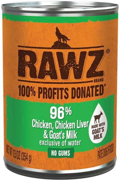 RAWZ 96% Dog Chicken Chicken Liver Goat Milk Pate 12.5oz