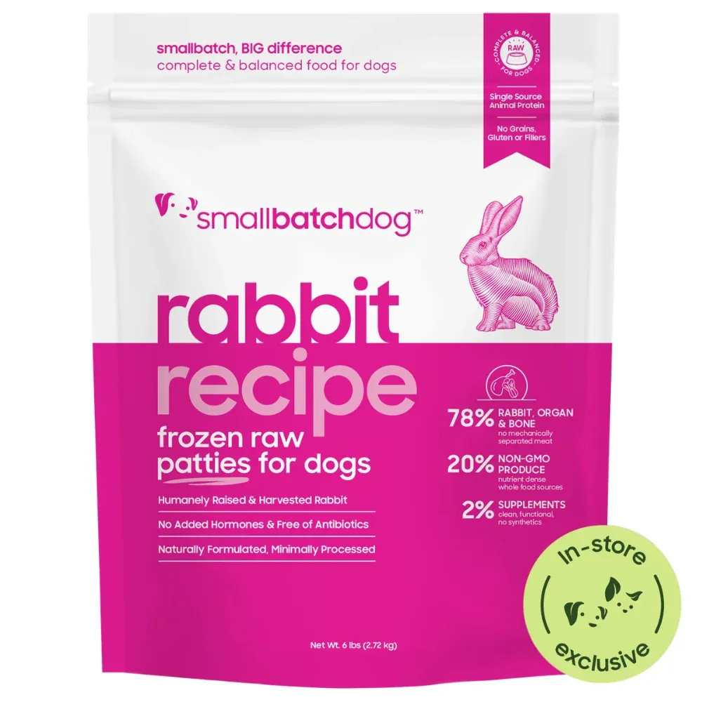 SMALL BATCH Dog Frozen Rabbit Patties 6lbs