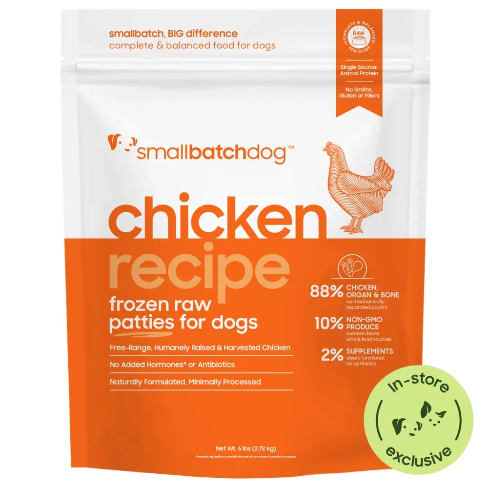 SMALL BATCH Dog Frozen Chicken Patties 6lbs