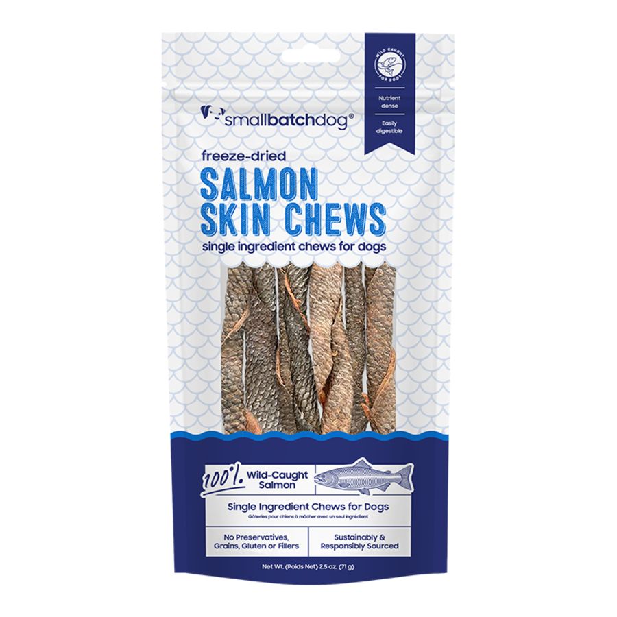 SMALL BATCH Dog Freeze-dried Salmon Skin Chews 2.5oz