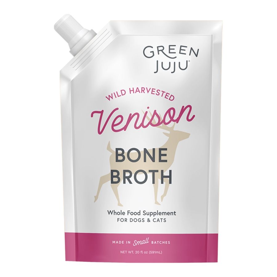 GREEN JUJU Dog &amp; Cat Frozen Grain Free Venison Bone Broth 20oz - 4 Pack