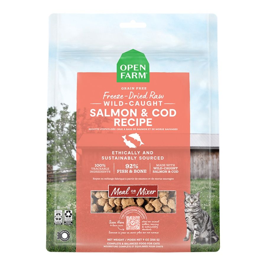 OPEN FARM CAT FREEZE-DRIED RAW MORSELS SALMON &amp; COD 3.5OZ