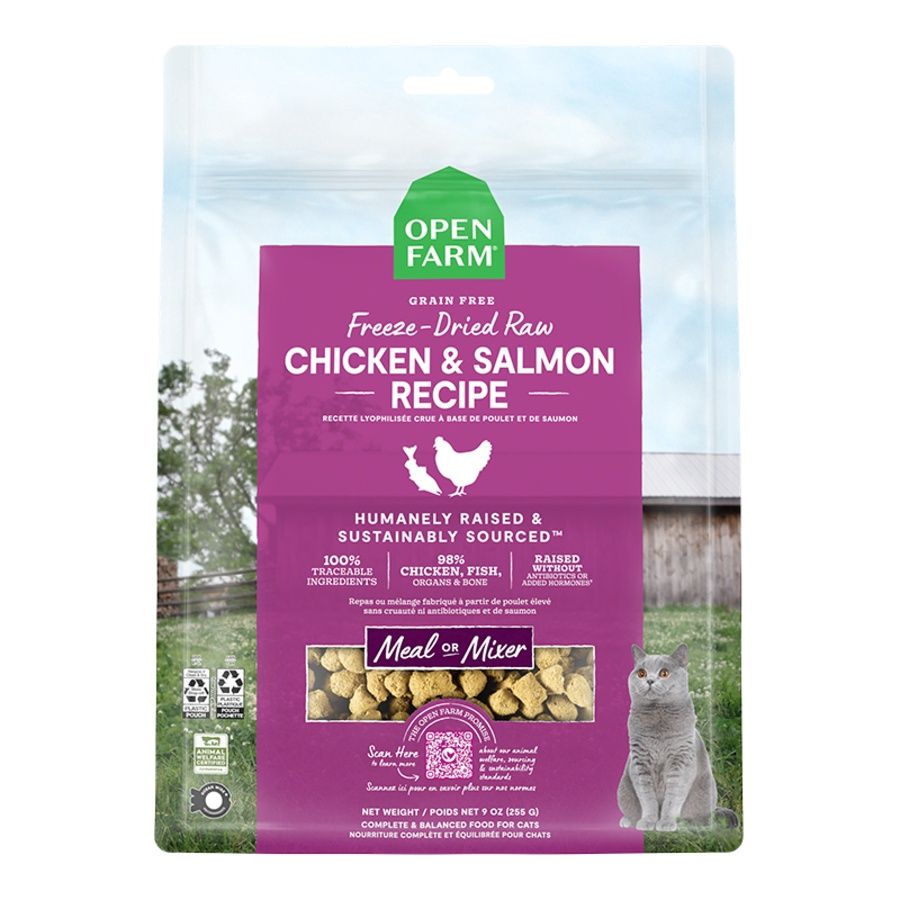 OPEN FARM CAT FREEZE-DRIED RAW MORSELS CHICKEN &amp; SALMON 3.5OZ