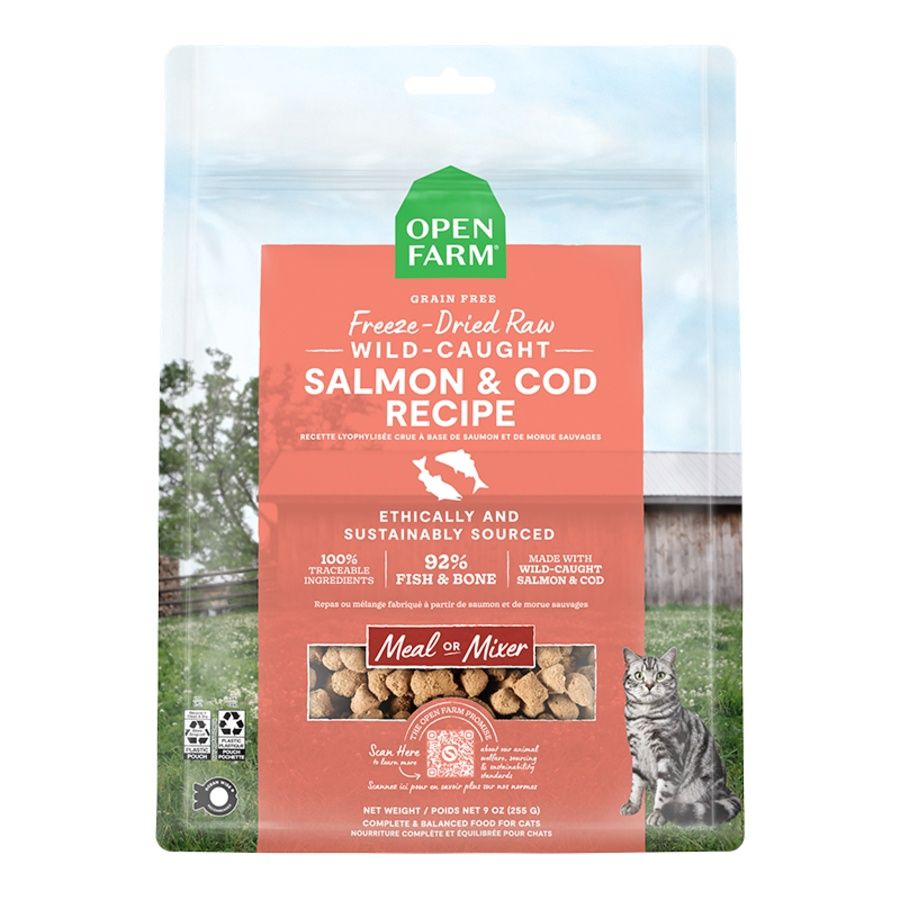 OPEN FARM CAT FREEZE-DRIED RAW MORSELS SALMON &amp; COD 9OZ