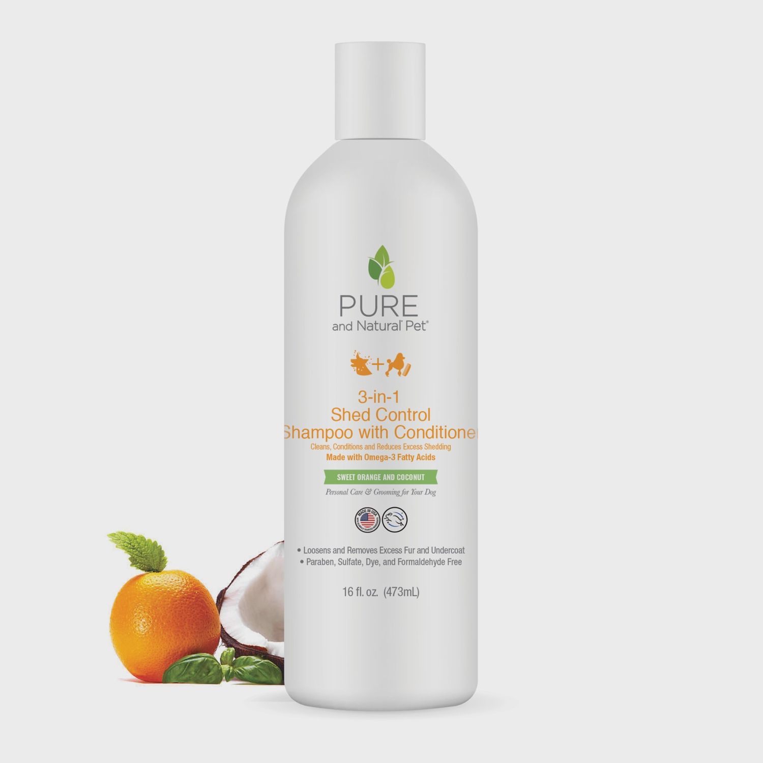 Pure and Natural Pet Shampoo/Conditioner - 3IN1 Shed Control 16oz