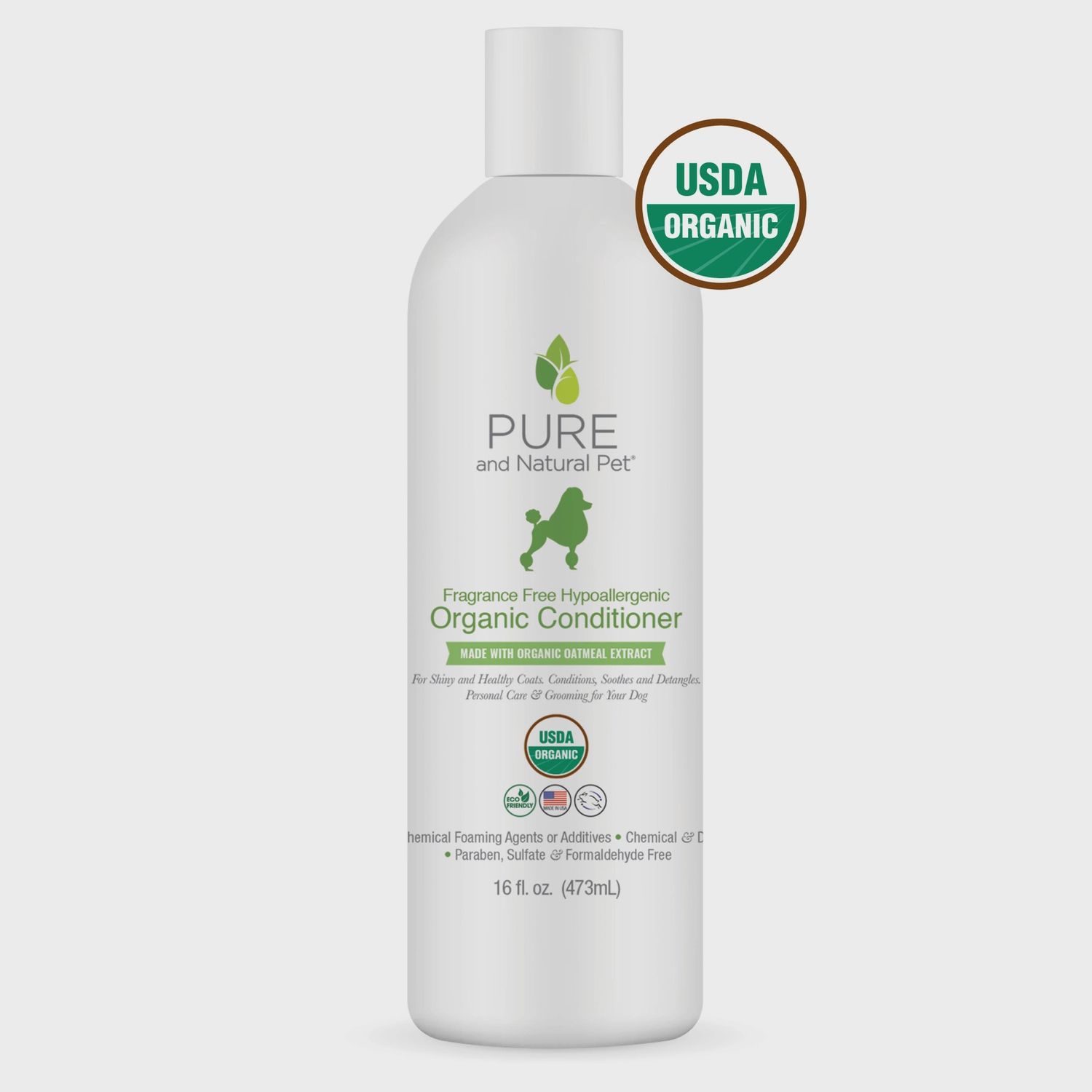 Pure and Natural Pet Conditioner - Fragrance Free Hypoallergenic Organic 16oz