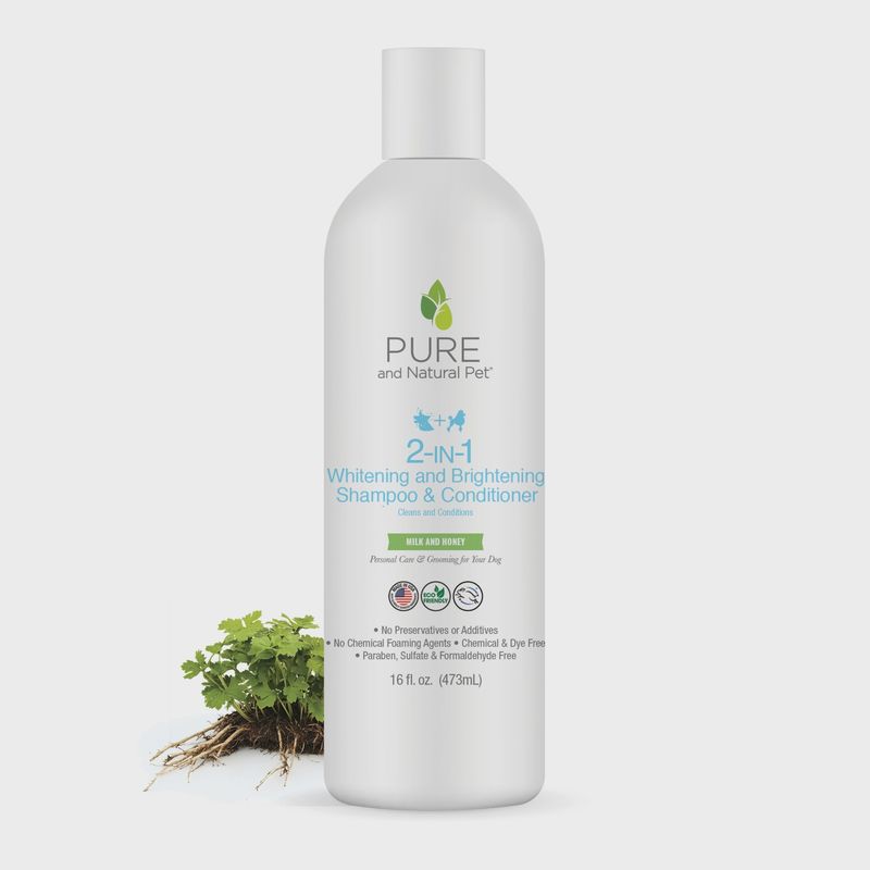 Pure and Natural Pet Shampoo/Conditioner - 2IN1 Whitening Brightening 16oz