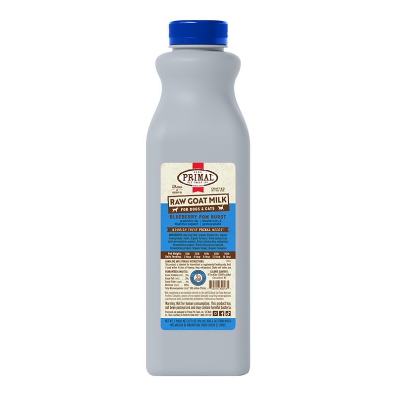 PRIMAL DOG &amp; CAT FROZEN GOAT MILK BLUEBERRY 1 QUART