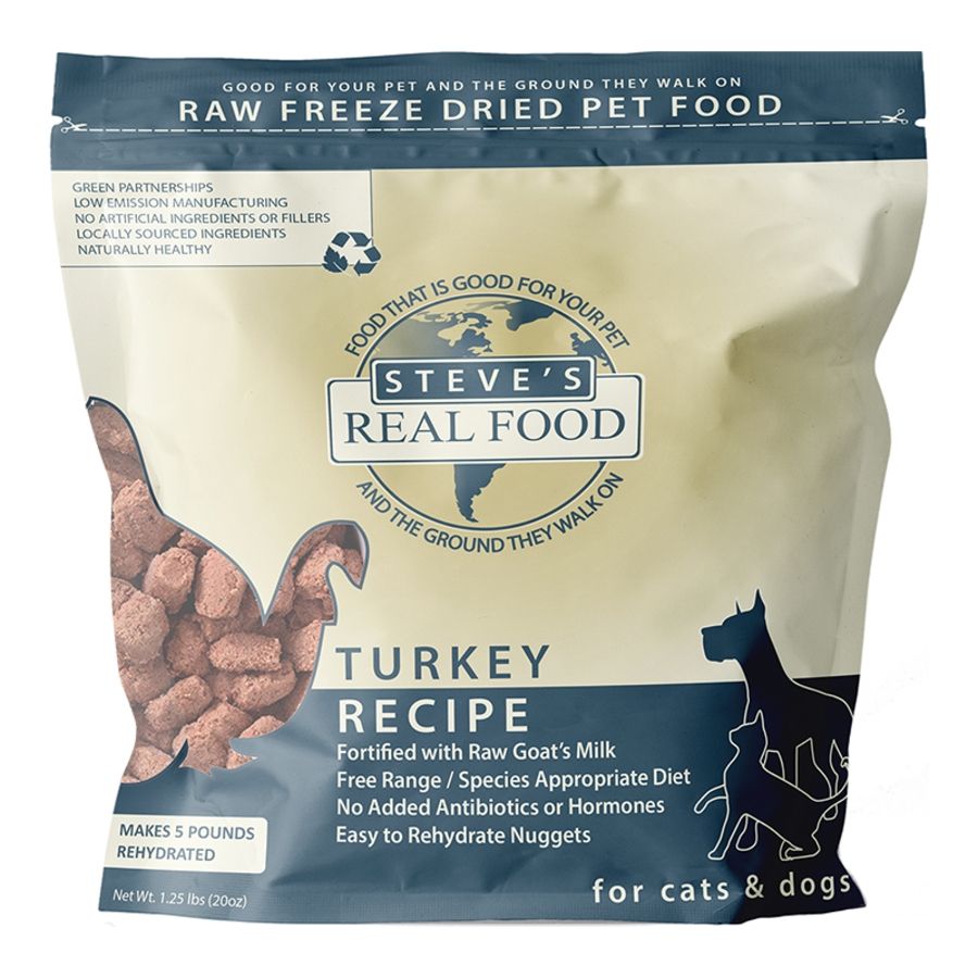 STEVE'S REAL FOOD DOG &amp; CAT FREEZE-DRIED TURKEY NUGGETS 1.25LBS