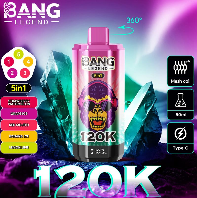5% BANG LEGEND 120K LEMON LIME / BANAN ICE / RED MOJITO / GRAPE ICE / STRAWBERRY WATERMELON