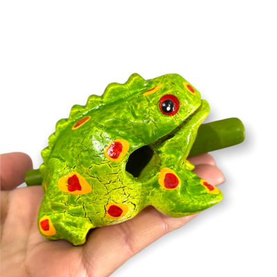2" Painted Green Wooden Frog