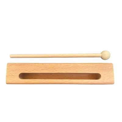 Wooden Slit Drum – Natural Tone Block Percussion Instrument with Mallet – Montessori Rhythm Toy for Kids &amp; Classrooms