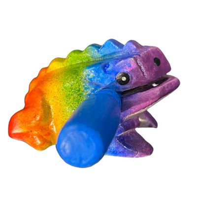 1.5" Wooden Musical Frog - Rainbow | FR05RB