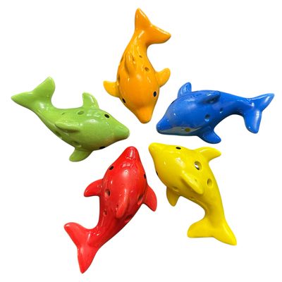 6 Random Ceramic Playful Dolphin Ocarina