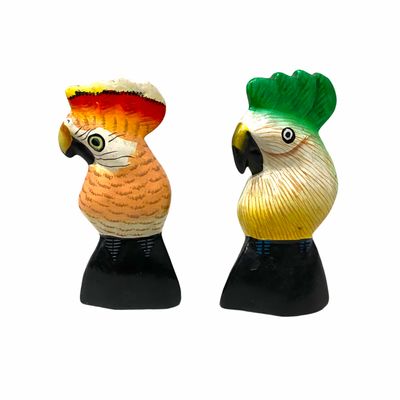 4 Wooden Parrot Decoration figurine (3 orange 1 green)