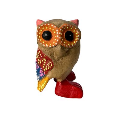 3 randoms Unique Painted Standing Owl