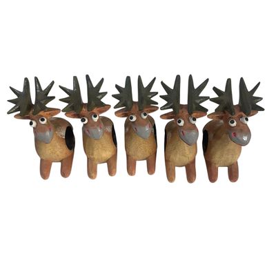5 Handmade Wooden Moose napkin holders