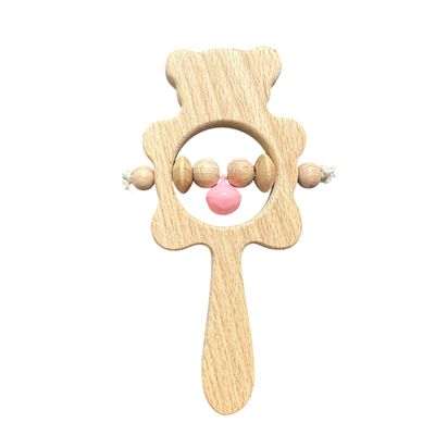 5xRamdom Wooden Bear Rattle Shaker – Gray Bell Edition