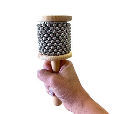 5x Wooden Cabasa Hand Percussion – Natural Wood Rhythm Instrument with Metal Beads, Latin Music Shaker