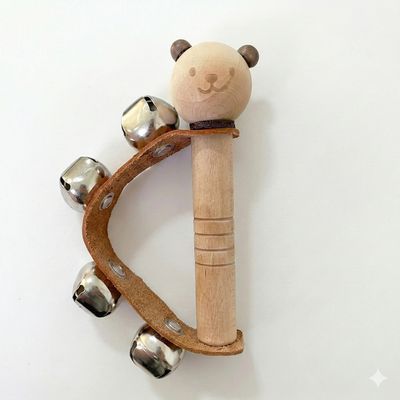 Wooden Bear Bell Stick