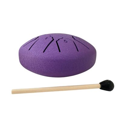 Rain Drum – 4"-Purple Steel Percussion Instrument with Mallet – Soothing Sound Toy for Kids &amp; Adults