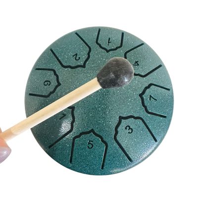 Rain Drum – 4"-Teal Steel Percussion Instrument with Mallet – Soothing Sound Toy for Kids &amp; Adults