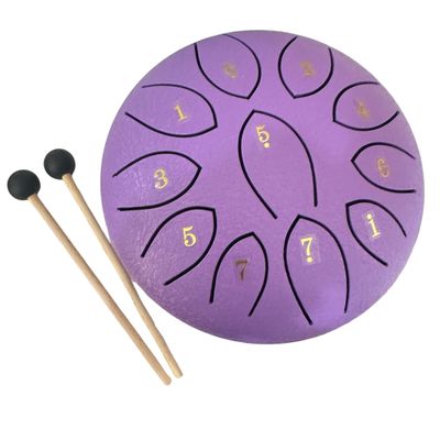 Rain Drum – 6"-Purple Steel Percussion Instrument with Mallet – Soothing Sound Toy for Kids &amp; Adults