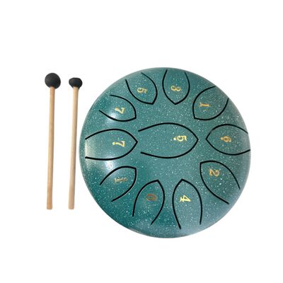 Rain Drum – 6"-Teal Steel Percussion Instrument with Mallet – Soothing Sound Toy for Kids &amp; Adults