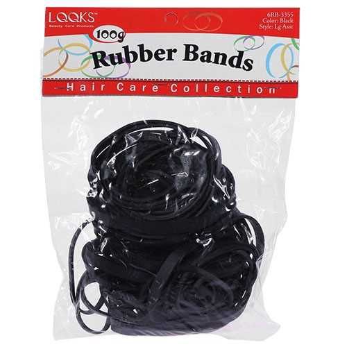 LQQKS PONY HOLDER BAND BLACK LARGE ASST SIZE 100G