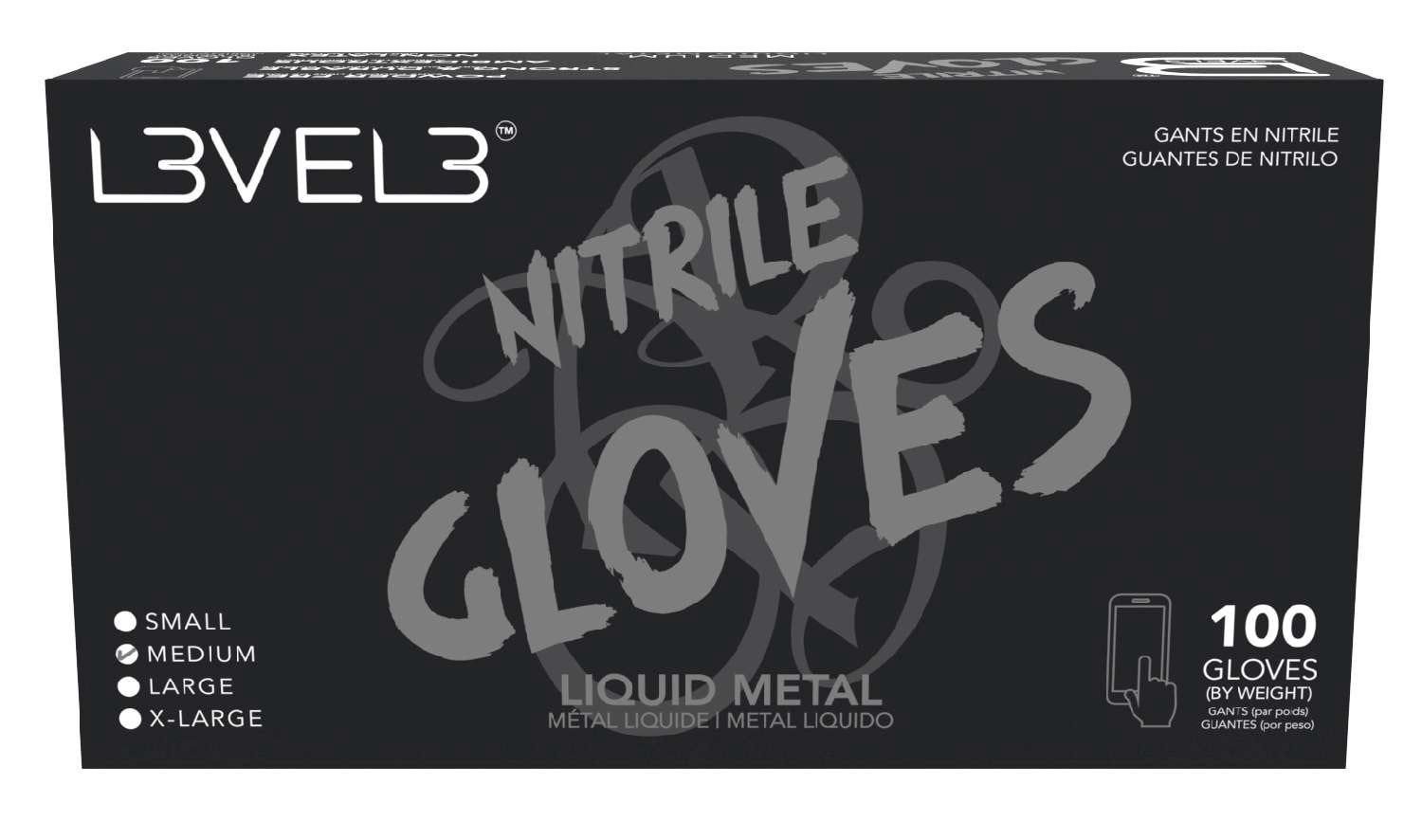 LEVEL3 NITRILE GLOVES METAL [MEDIUM] 100 PC