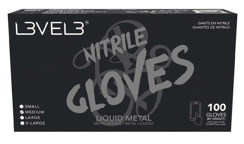 LEVEL3 NITRILE GLOVES METAL [MEDIUM] 100 PC