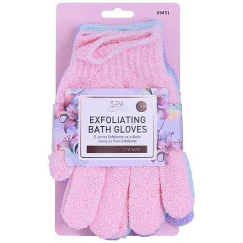 CALA EXFOLIATING BATH GLOVES (PINK/MINT/LAVENDER (3PAIRS/PK)