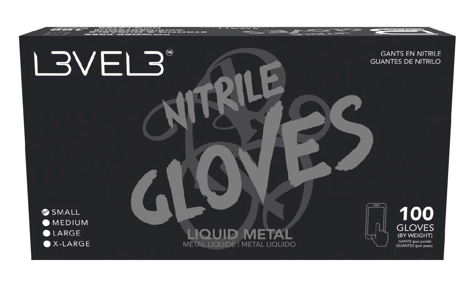 LEVEL3 NITRILE GLOVES METAL [SMALL] 100 PC